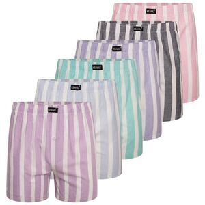 Keanu Mens Pastel Striped Woven Boxer Shorts (Pack of 6) / Multicolored